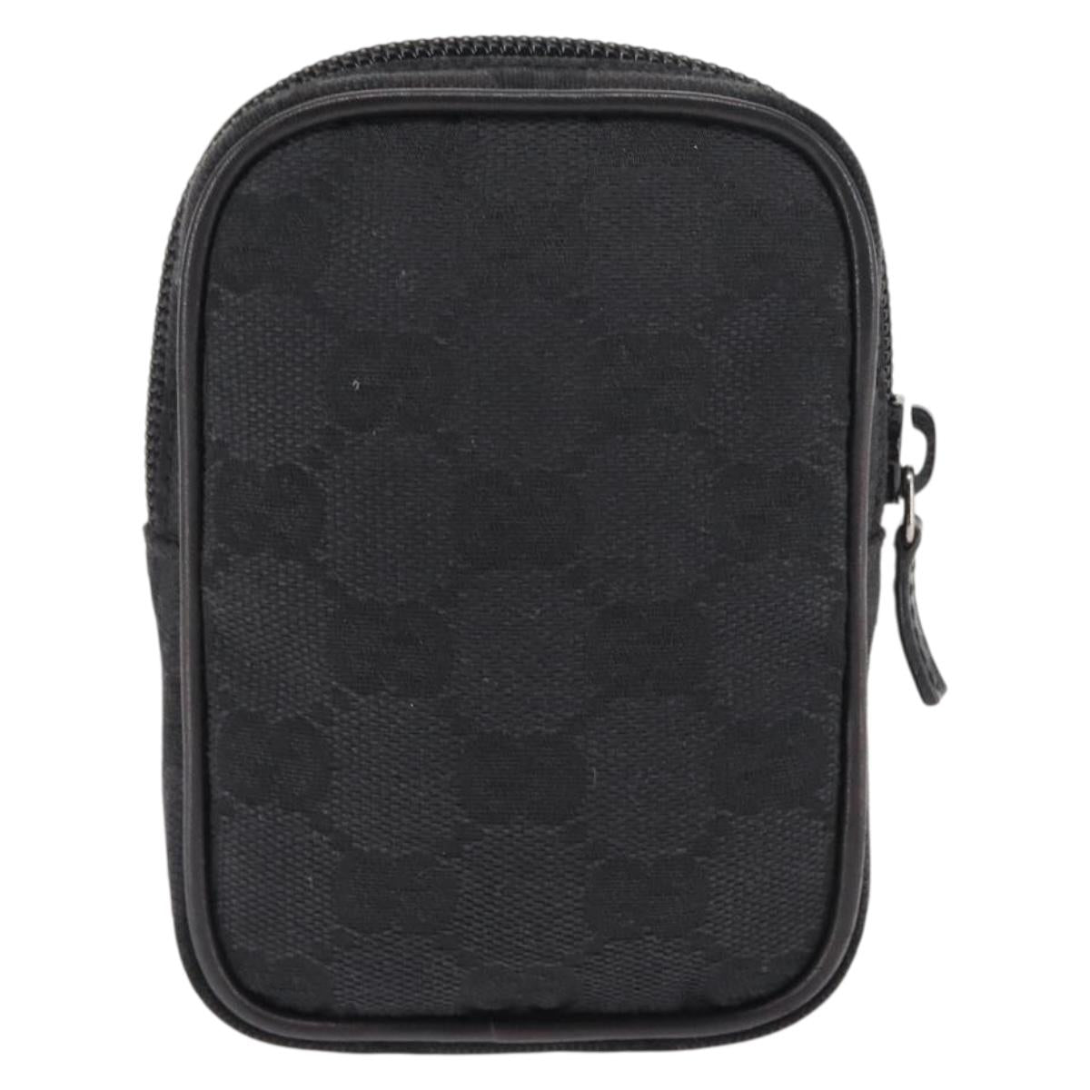 GUCCI GG Canvas Pouch Black Silver 74245 Auth am9252