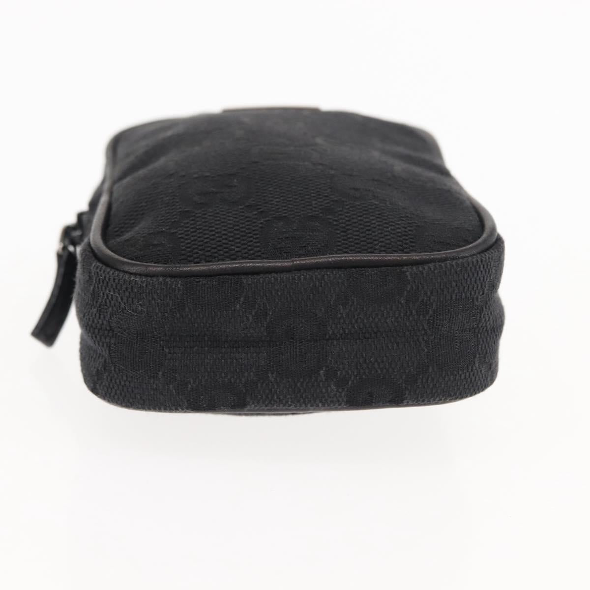 GUCCI GG Canvas Pouch Black Silver 74245 Auth am9252