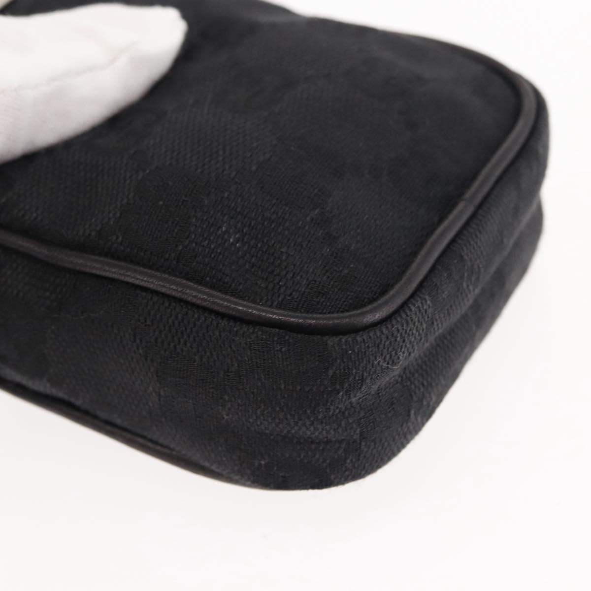 GUCCI GG Canvas Pouch Black Silver 74245 Auth am9252