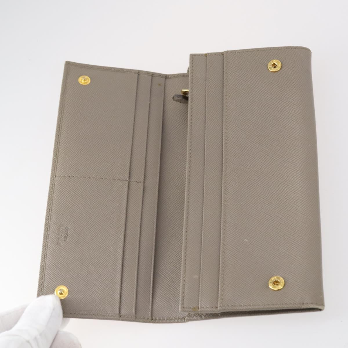 PRADA Wallet Leather Nylon 3 Set Gray Black Auth am9255