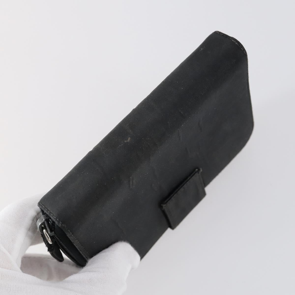 PRADA Wallet Leather Nylon 3 Set Gray Black Auth am9255