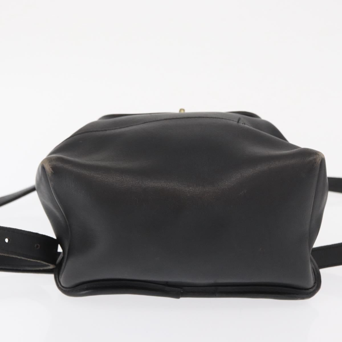 Coach Backpack Leather Black Gold Auth am9257