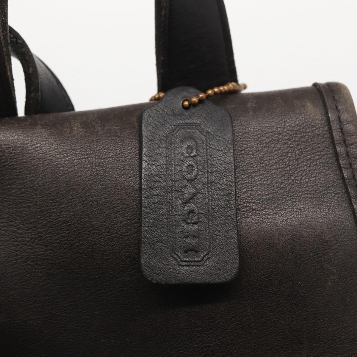 Coach Backpack Leather Black Gold Auth am9257