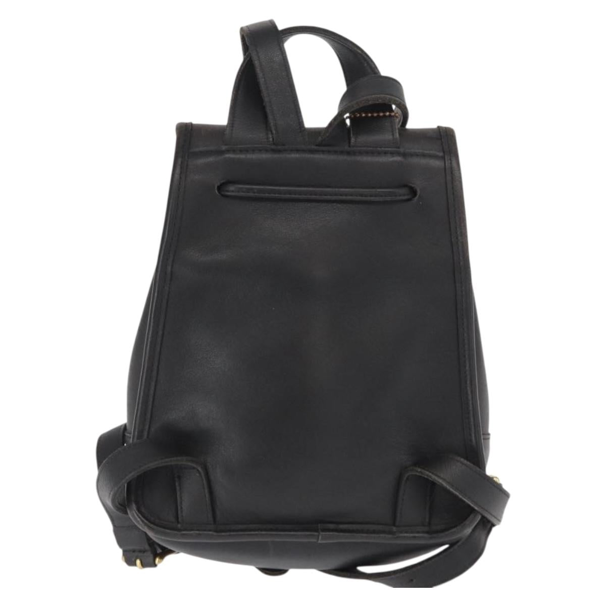 Coach Backpack Leather Black Gold Auth am9257