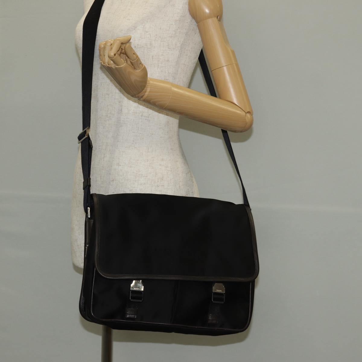 PRADA Shoulder Bag Nylon Black Silver Auth am9263V