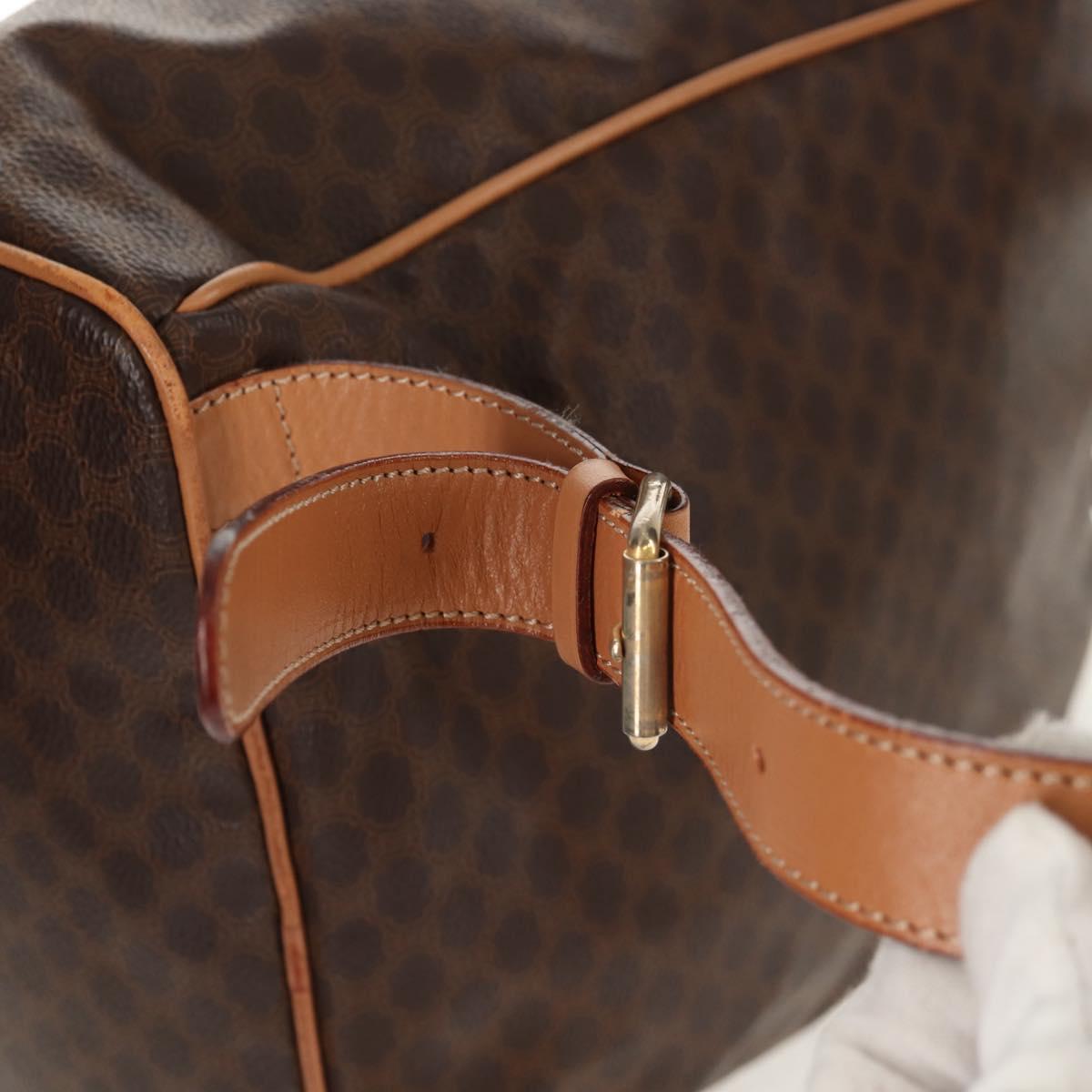 CELINE Macadam Canvas Backpack PVC Leather Brown Gold Auth am9264