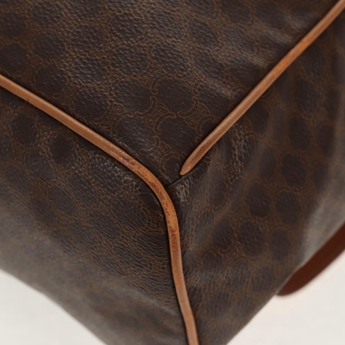 CELINE Macadam Canvas Backpack PVC Leather Brown Gold Auth am9264