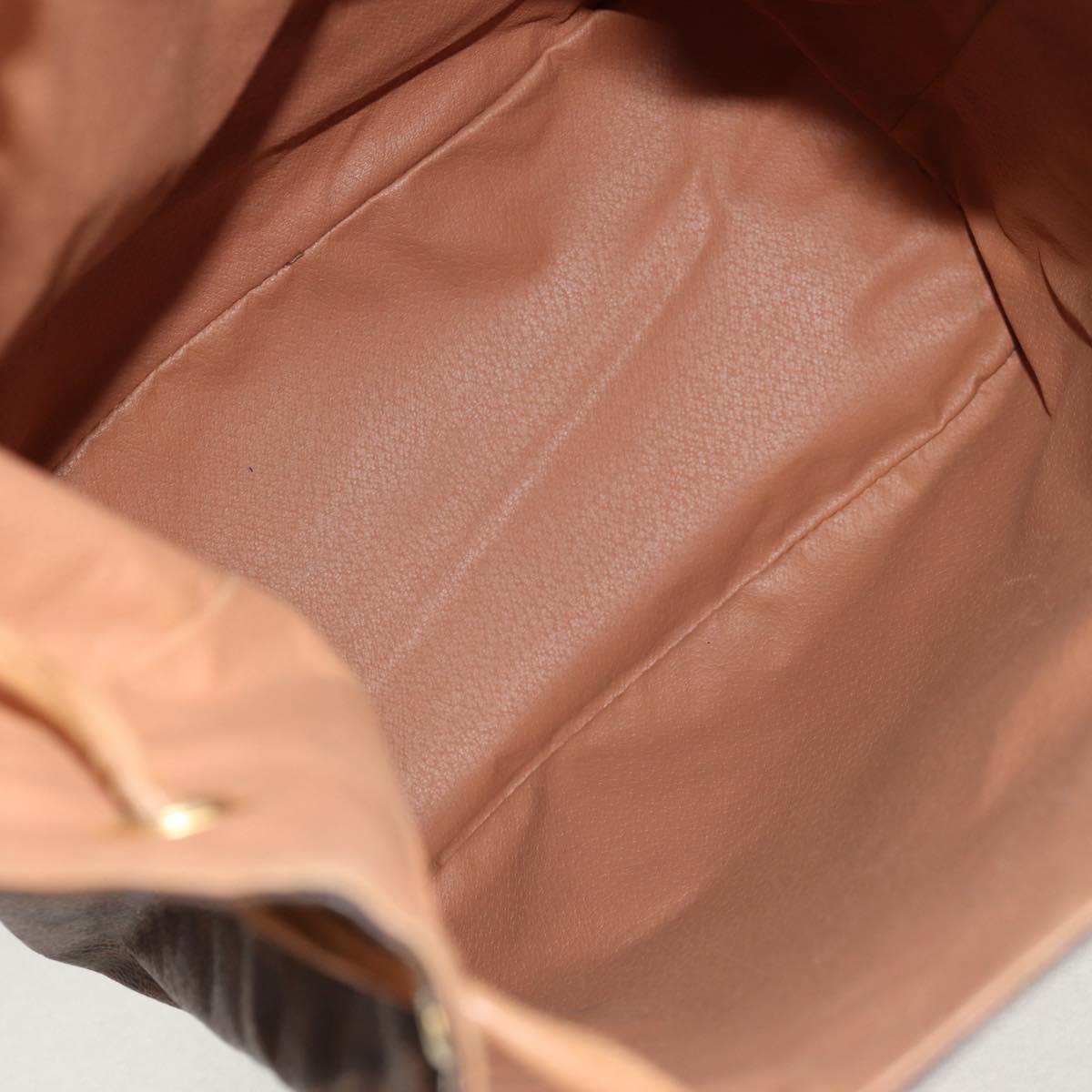 CELINE Macadam Canvas Backpack PVC Leather Brown Gold Auth am9264