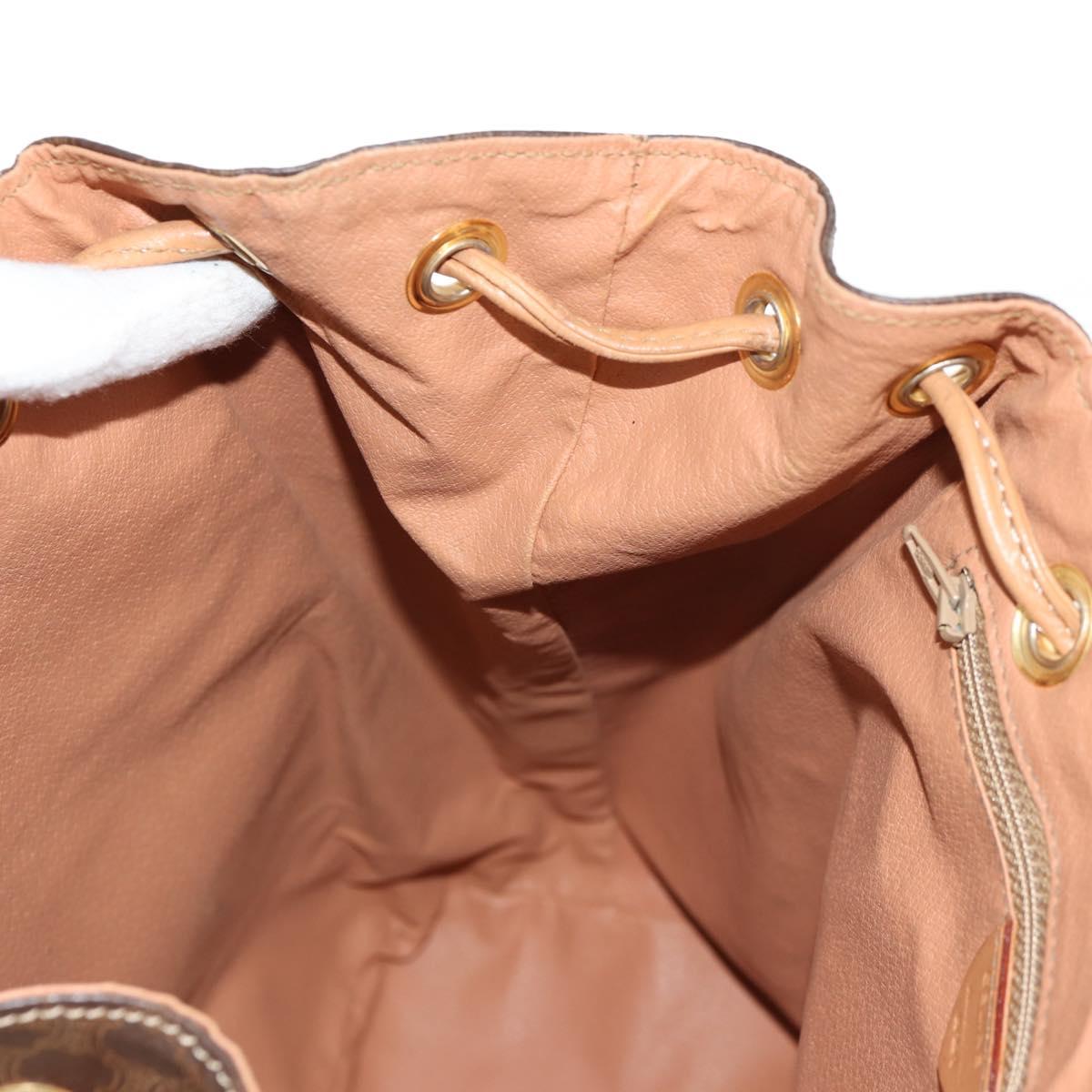 CELINE Macadam Canvas Backpack PVC Leather Brown Gold Auth am9264