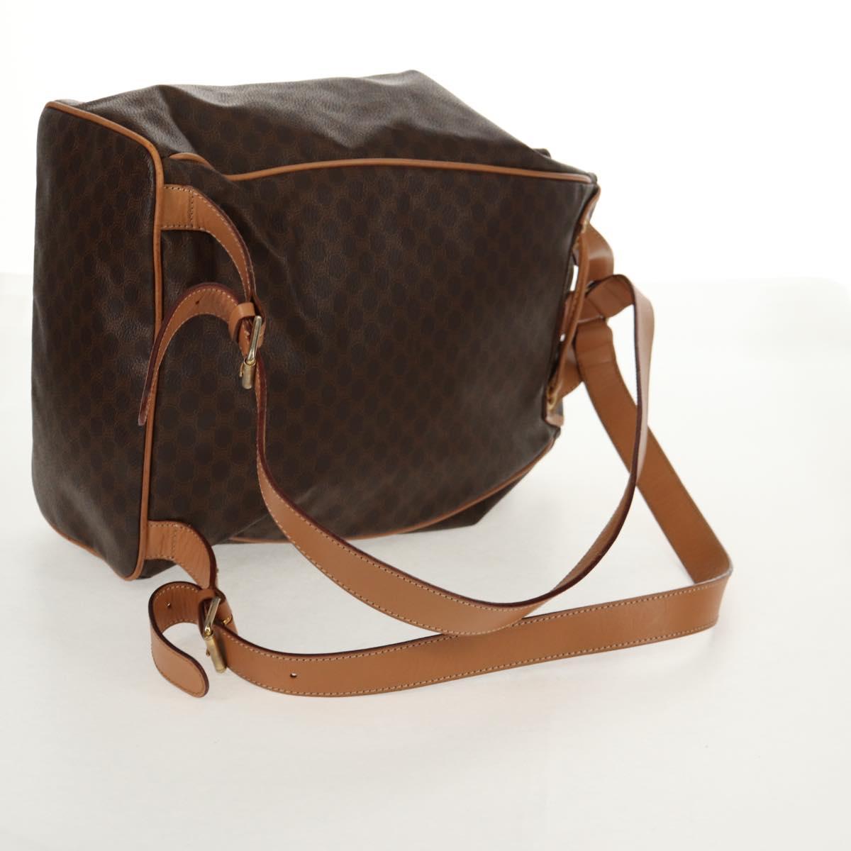 CELINE Macadam Canvas Backpack PVC Leather Brown Gold Auth am9264