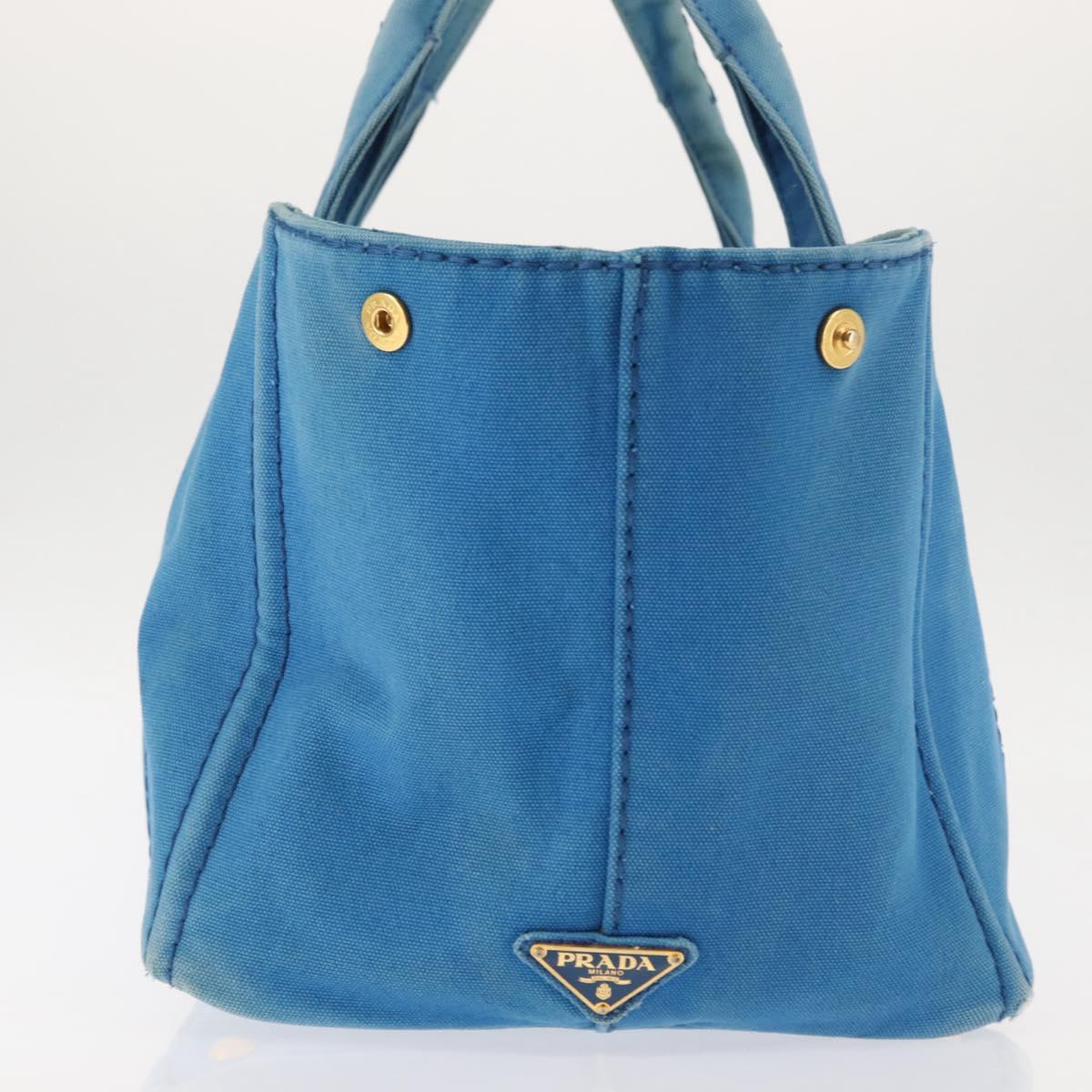 PRADA Canapa GM Hand Bag Canvas Blue Gold Auth am9265