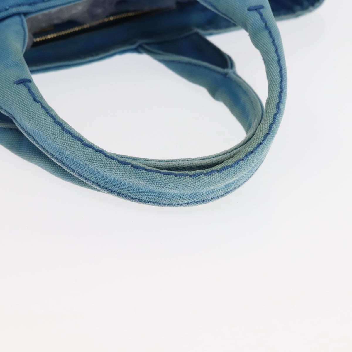 PRADA Canapa GM Hand Bag Canvas Blue Gold Auth am9265