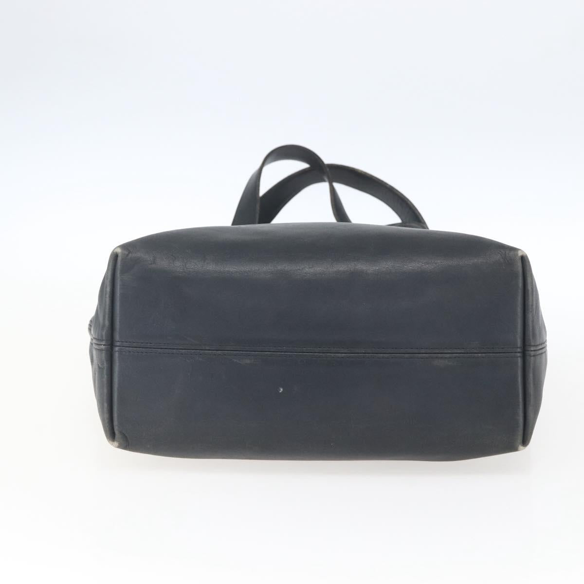 Coach Tote Bag Leather Black Gold Auth am9267