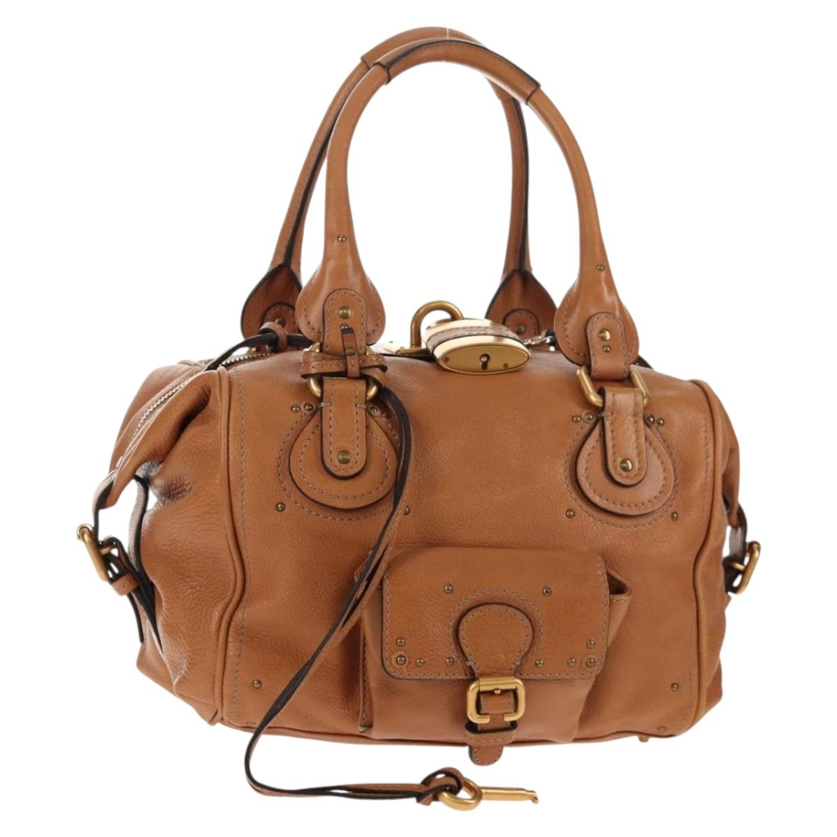 Chloe Paddington Shoulder Bag Leather Brown Gold Auth am9271V