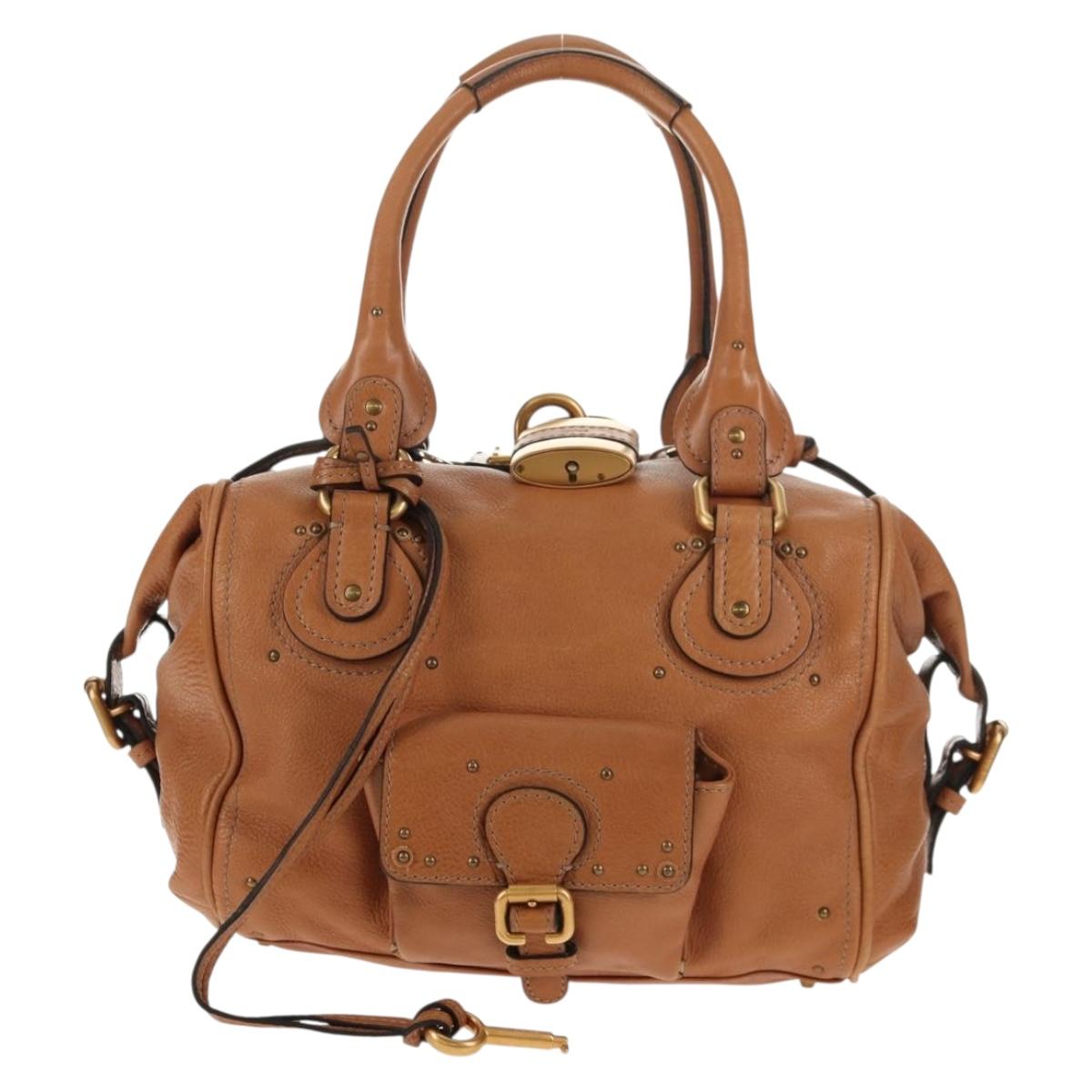Chloe Paddington Shoulder Bag Leather Brown Gold Auth am9271V
