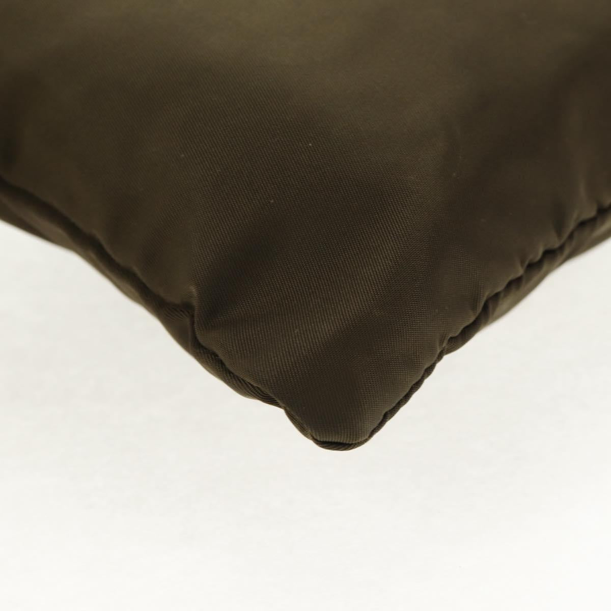 PRADA Pouch Shoulder Bag Nylon Khaki Silver Auth am9274V