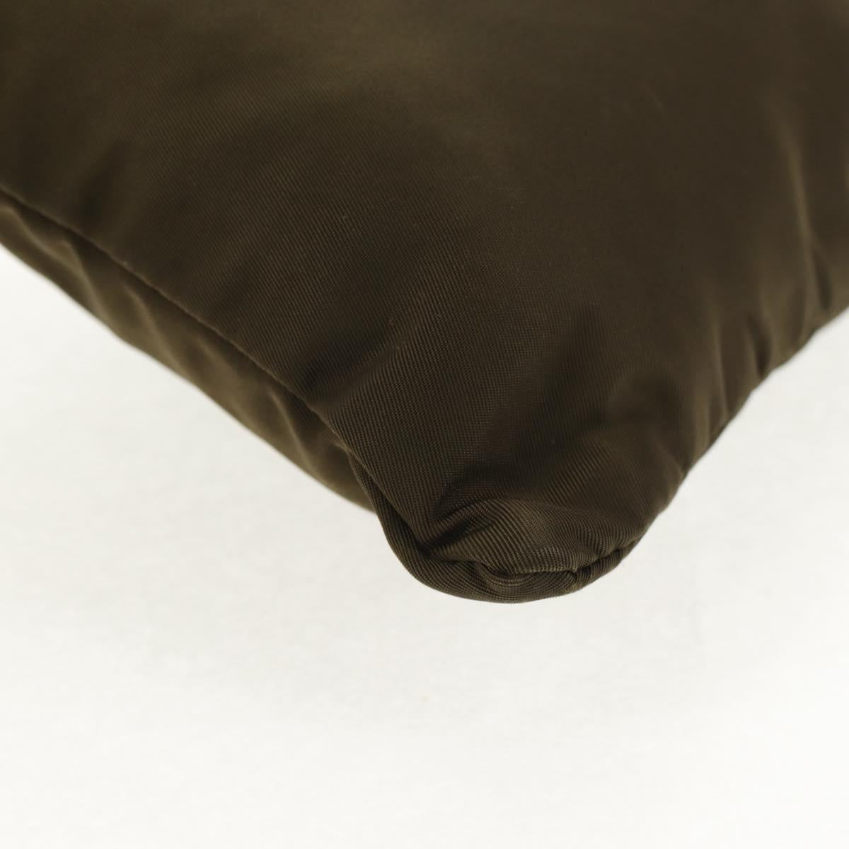 PRADA Pouch Shoulder Bag Nylon Khaki Silver Auth am9274V