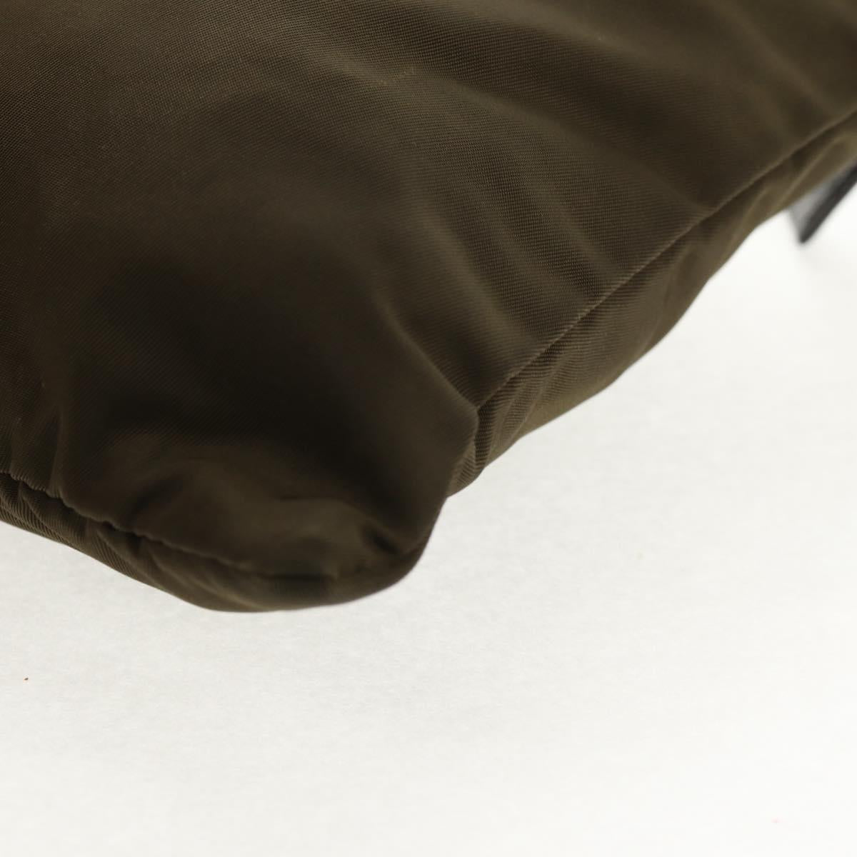 PRADA Pouch Shoulder Bag Nylon Khaki Silver Auth am9274V