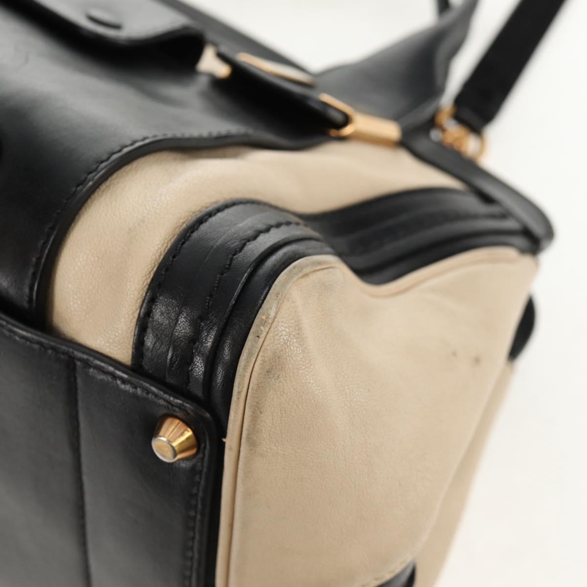 Chloe Little Alice Hand Bag Leather 2way Beige Gold Auth am9275