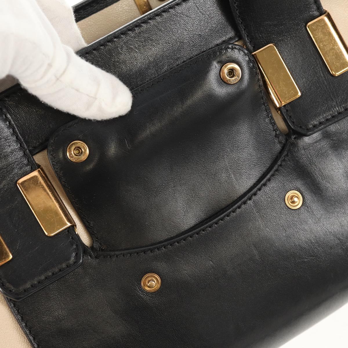 Chloe Little Alice Hand Bag Leather 2way Beige Gold Auth am9275