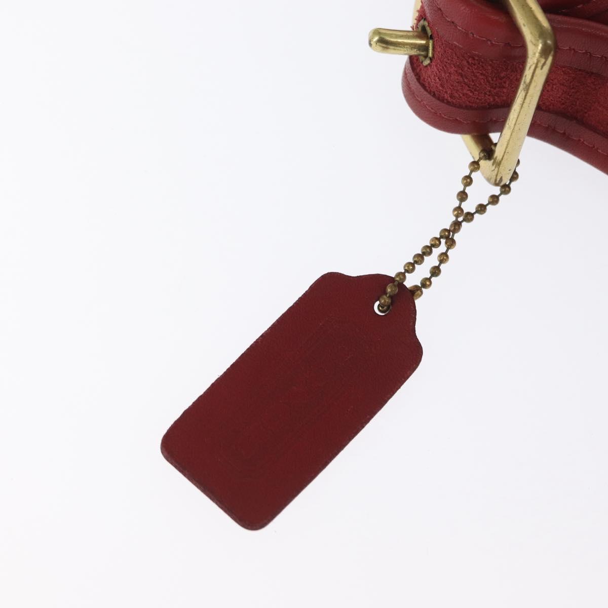 Coach Shoulder Bag Leather Red Gold Auth am9276