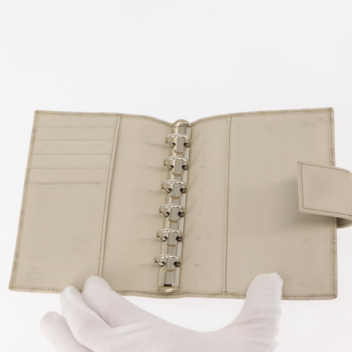 GUCCI GG Canvas Guccissima Day Planner Cover Leather White 115240 Auth am9285