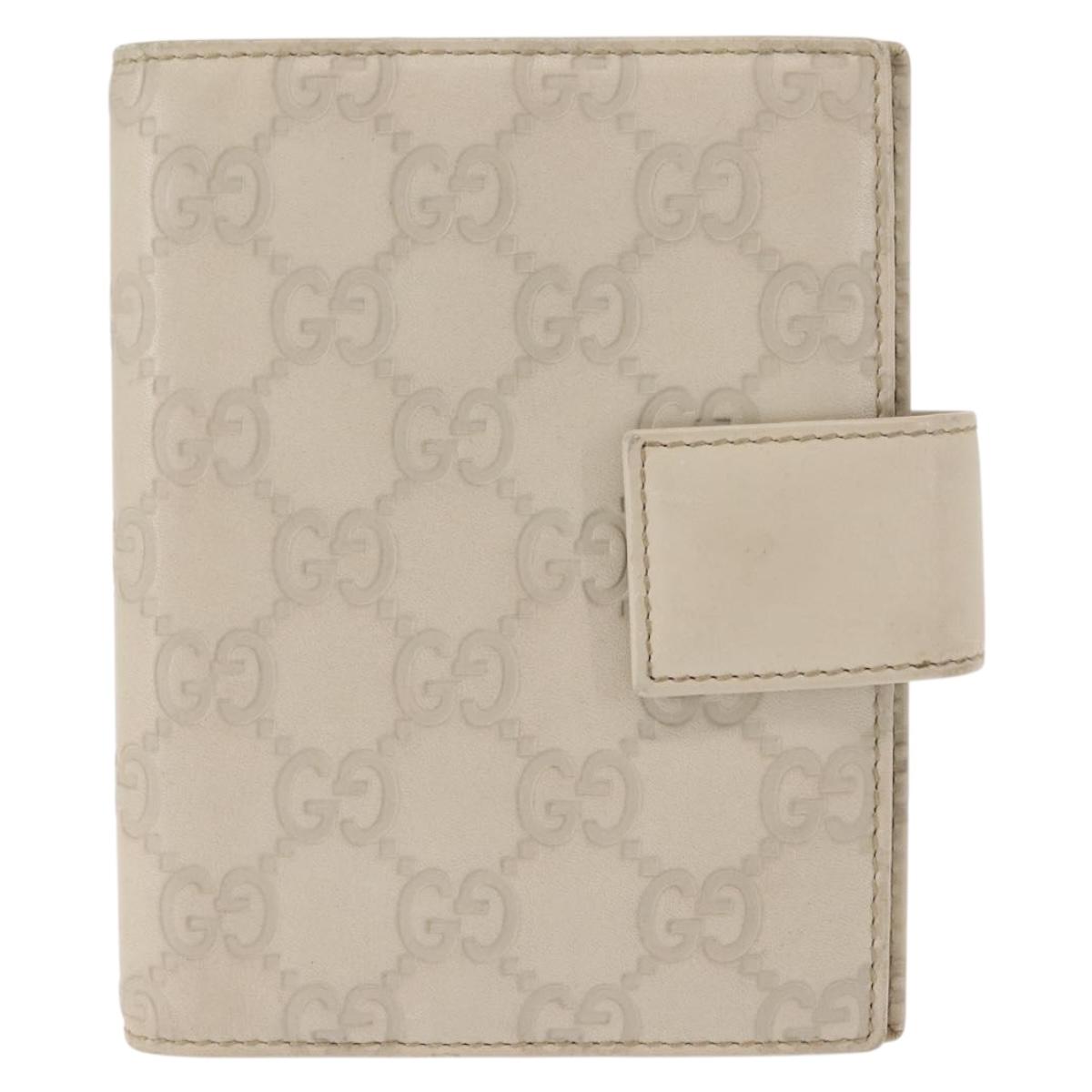 GUCCI GG Canvas Guccissima Day Planner Cover Leather White 115240 Auth am9285