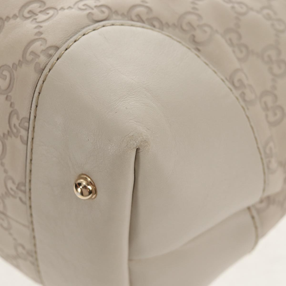 GUCCI GG Canvas Guccissima Tote Bag Leather White Gold 269956 Auth am9290V