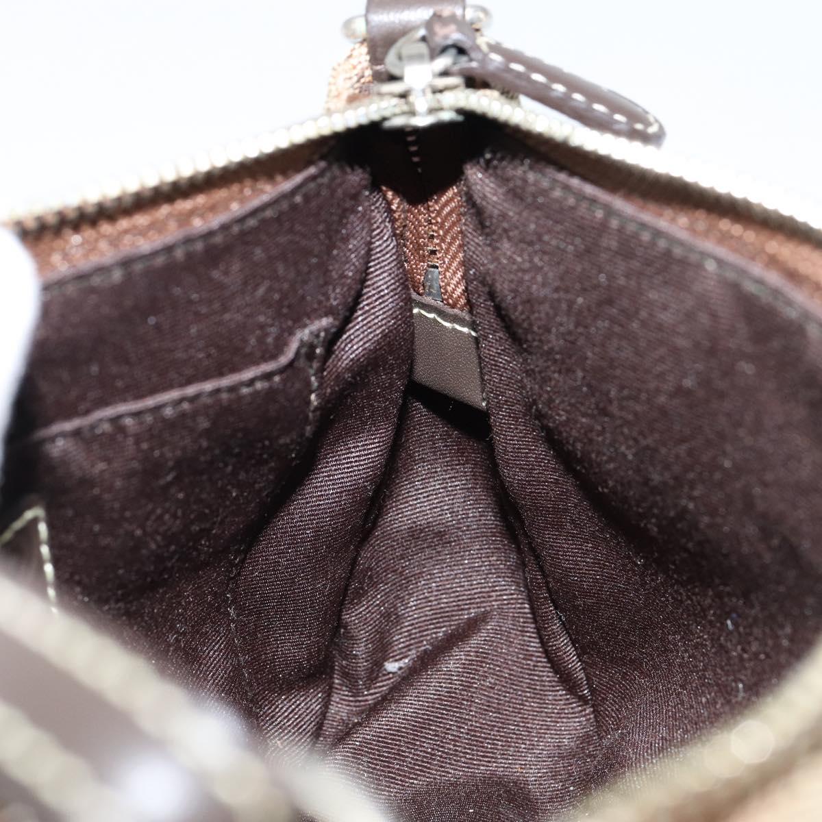 Coach Signature Accessory Pouch Canvas Beige Silver Auth am9293
