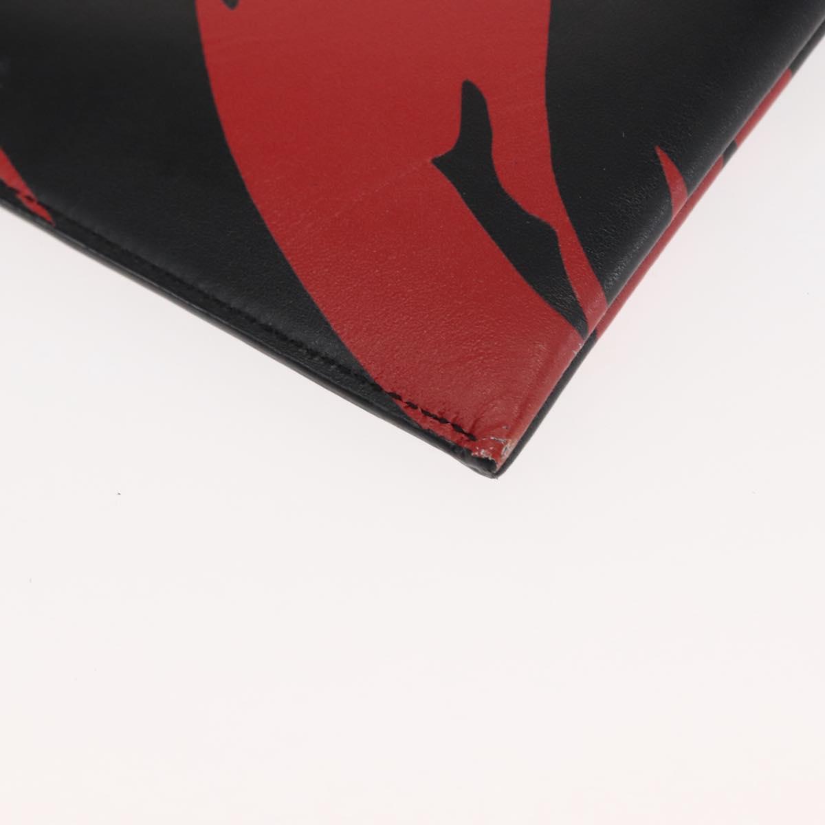 SAINT LAURENT Clutch Bag Leather Black Silver Auth am9294