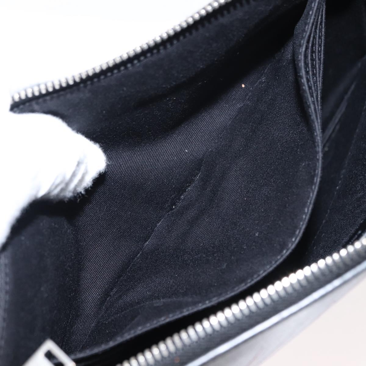 SAINT LAURENT Clutch Bag Leather Black Silver Auth am9294