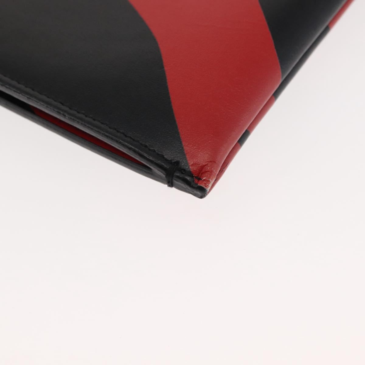 SAINT LAURENT Clutch Bag Leather Black Silver Auth am9294