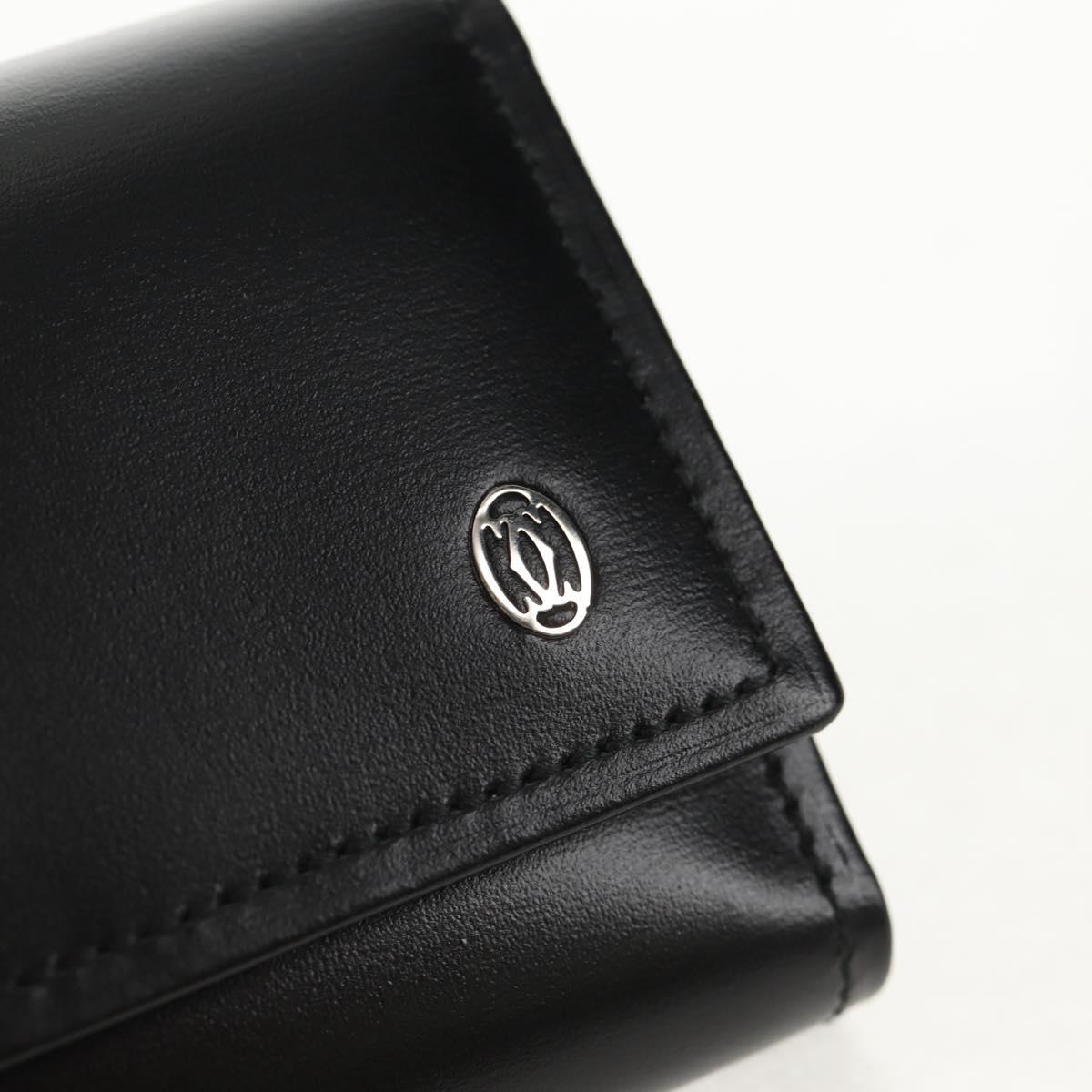 CARTIER Key Case Leather Black Auth am9296V