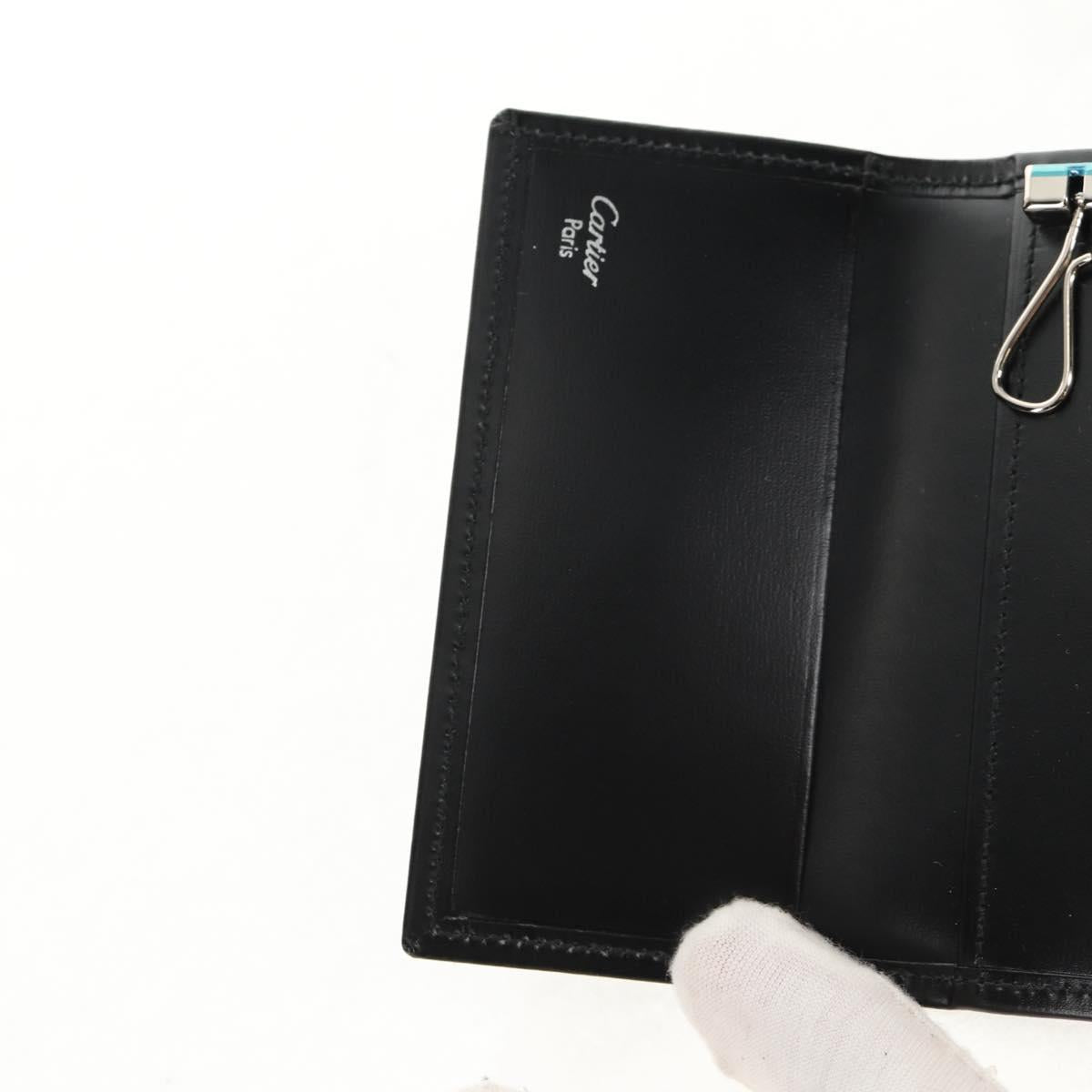 CARTIER Key Case Leather Black Auth am9296V