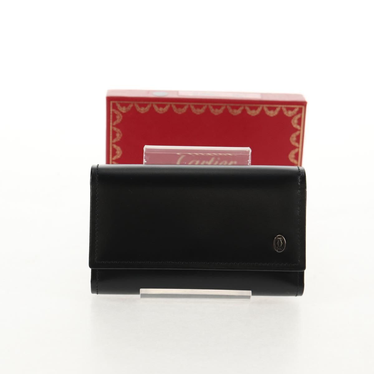 CARTIER Key Case Leather Black Auth am9296V