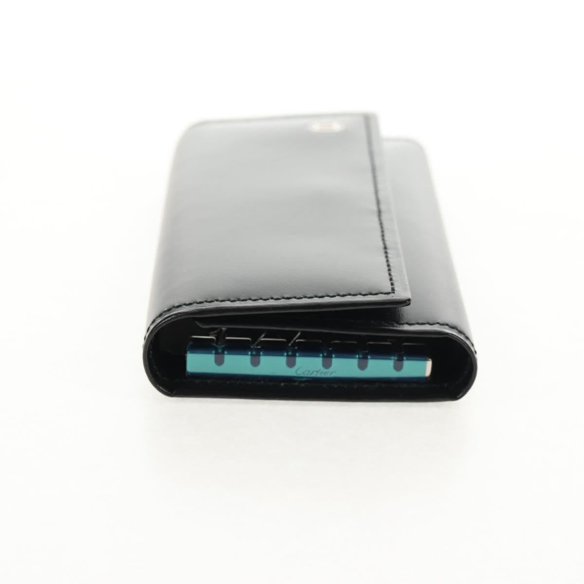 CARTIER Key Case Leather Black Auth am9296V