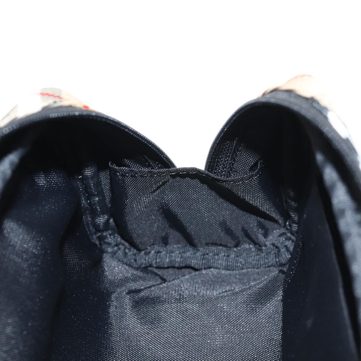 BURBERRY Nova Check Pouch Canvas Beige Silver Auth am9306V