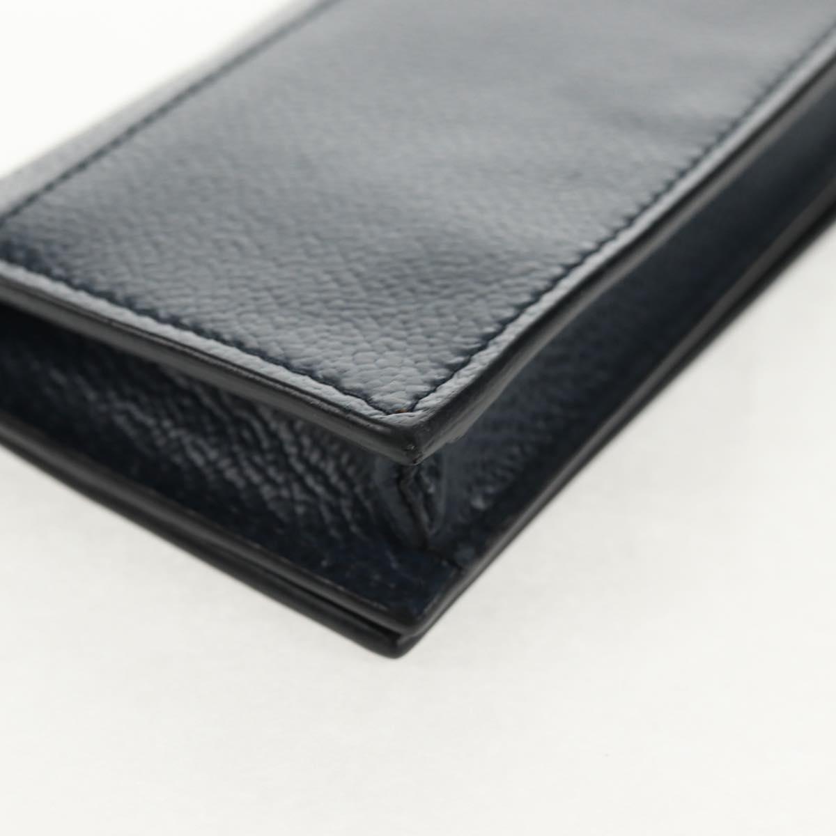 PRADA Card Case Leather Navy Auth am9308V