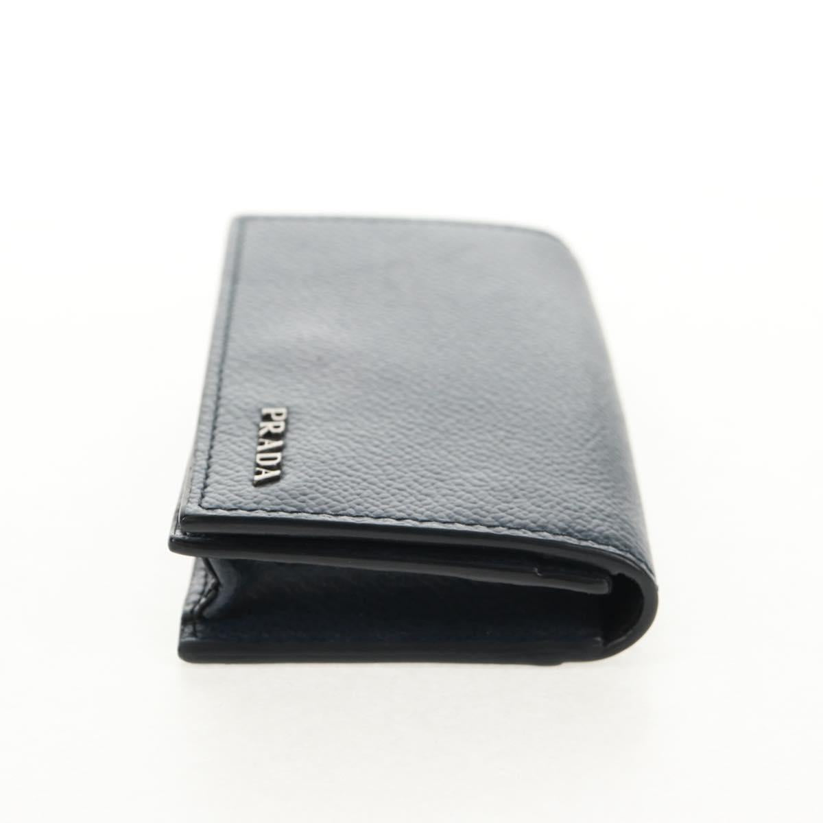 PRADA Card Case Leather Navy Auth am9308V