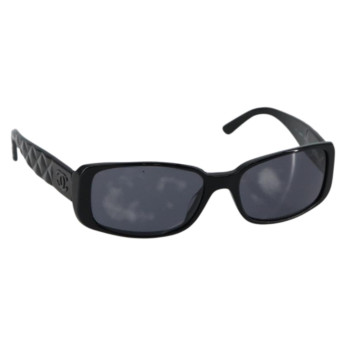CHANEL COCO Mark Camelia Sunglasses plastic Black CC Auth am9311