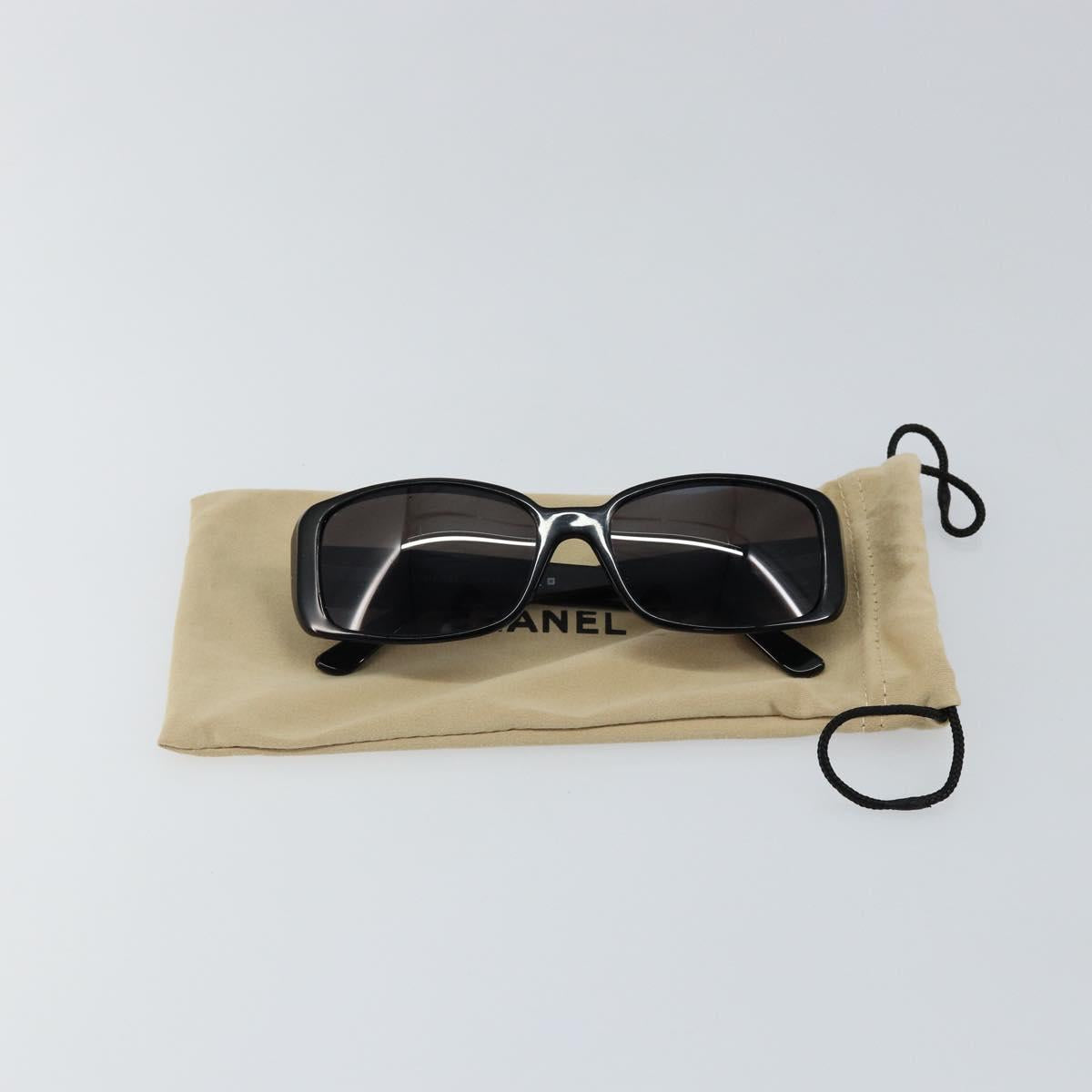 CHANEL COCO Mark Camelia Sunglasses plastic Black CC Auth am9311