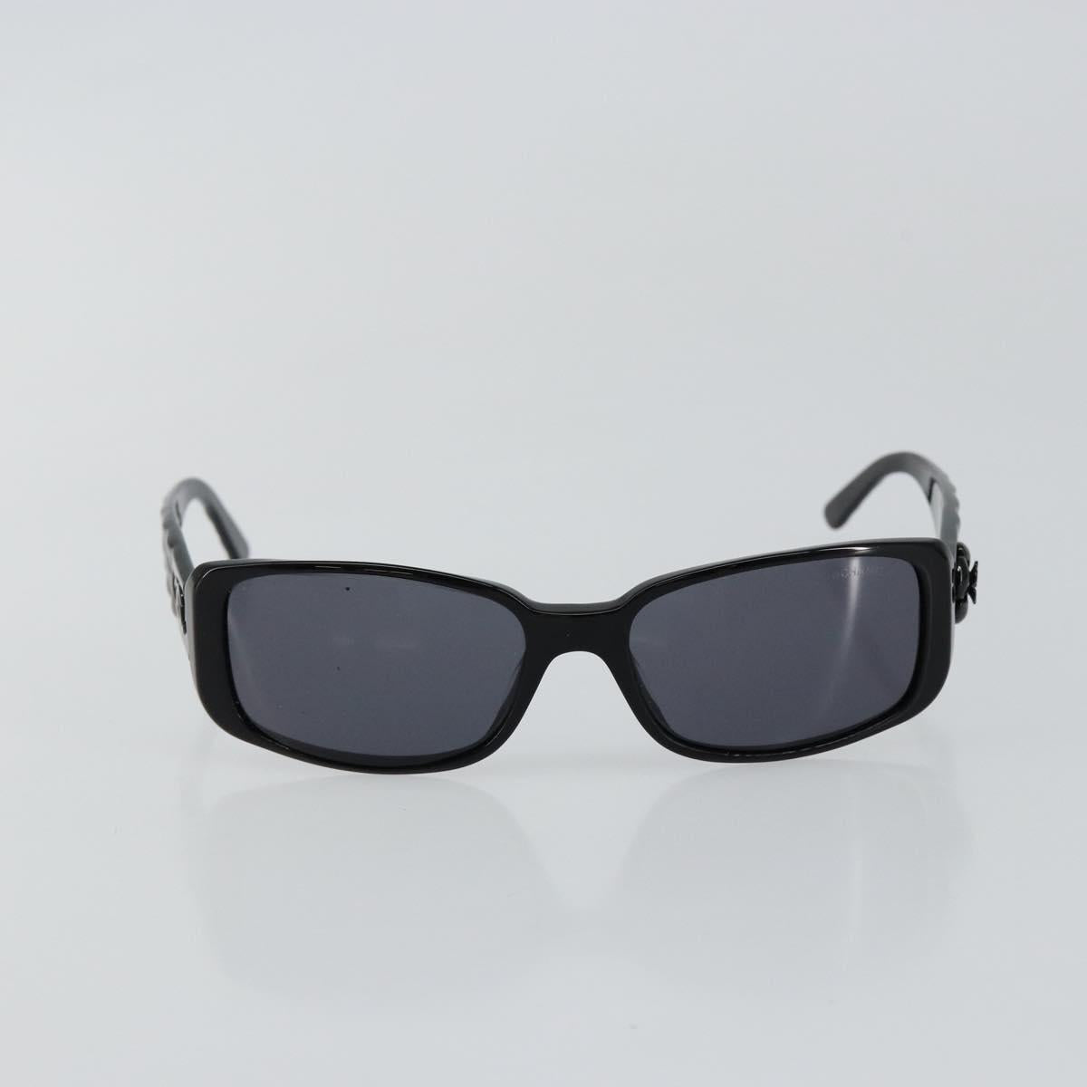 CHANEL COCO Mark Camelia Sunglasses plastic Black CC Auth am9311