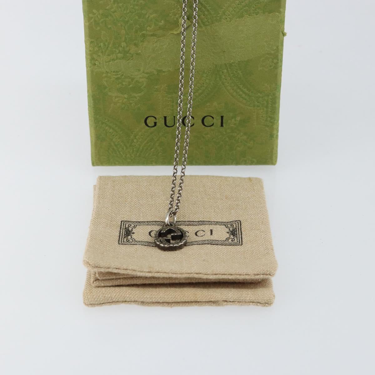 GUCCI Interlocking Necklace Ag925 Silver Auth am9313