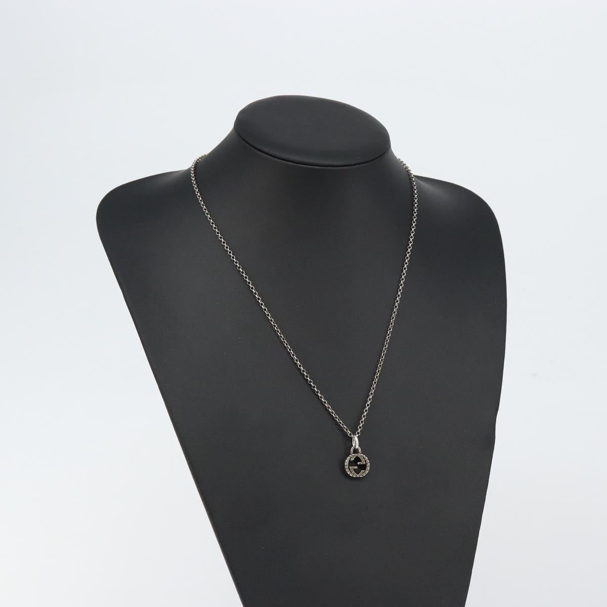 GUCCI Interlocking Necklace Ag925 Silver Auth am9313