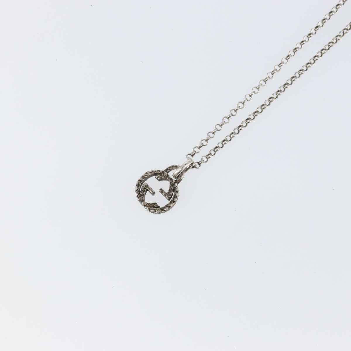 GUCCI Interlocking Necklace Ag925 Silver Auth am9313