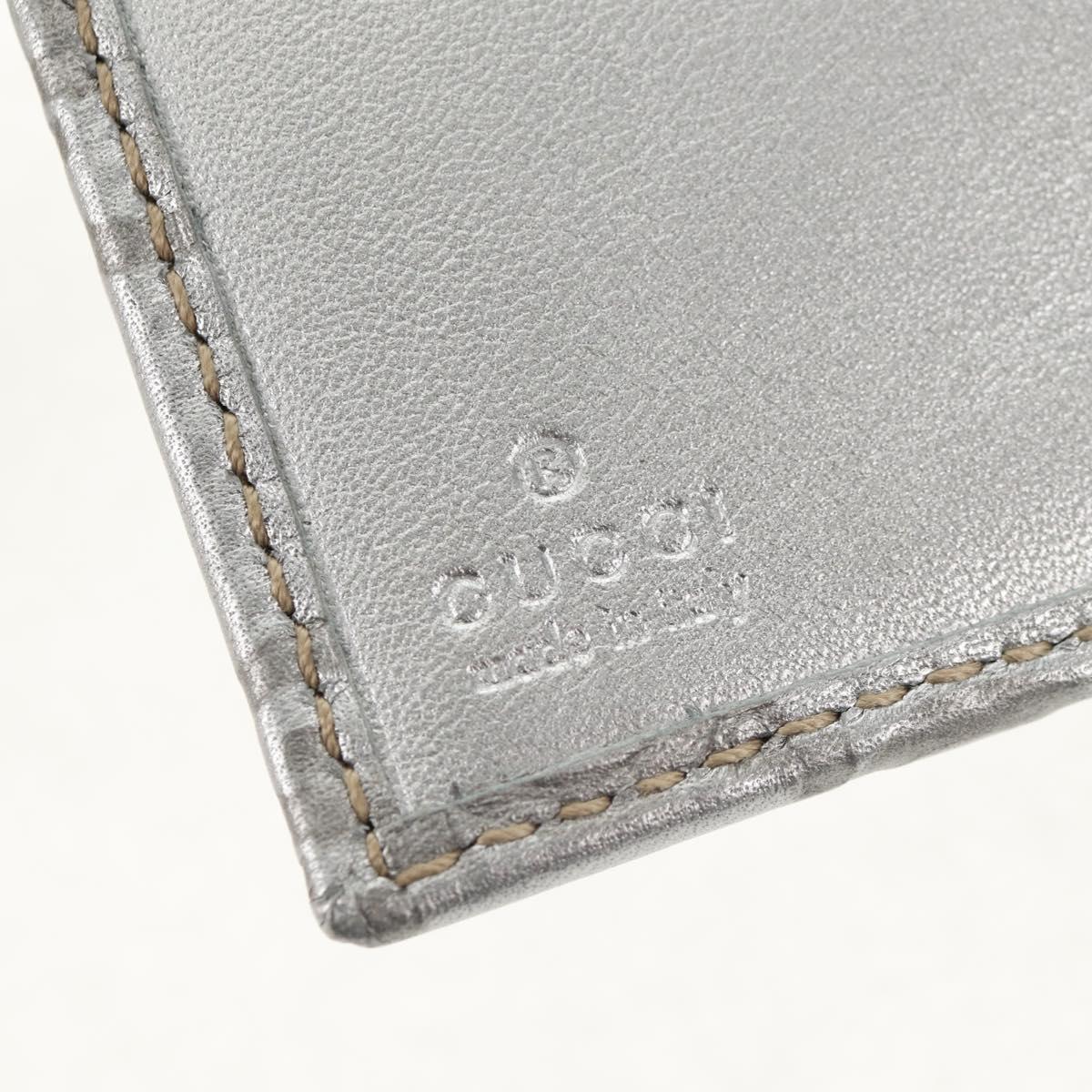 GUCCI GG Canvas Abbey Guccissima Bifold Wallet Leather Silver 154205 Auth am9314V