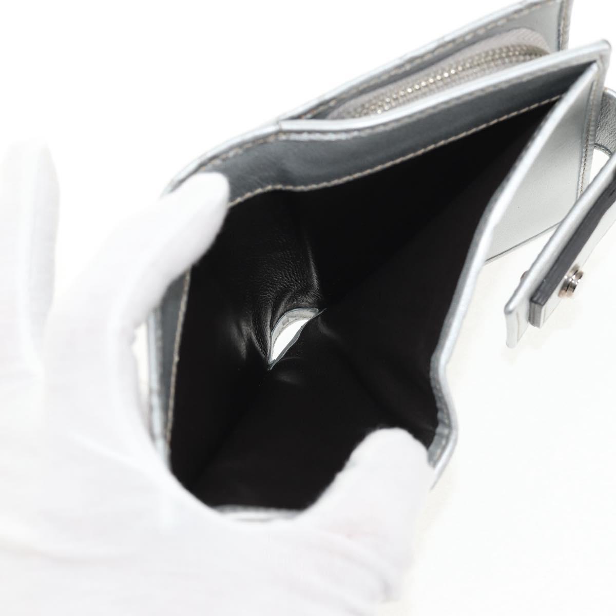 GUCCI GG Canvas Abbey Guccissima Bifold Wallet Leather Silver 154205 Auth am9314V