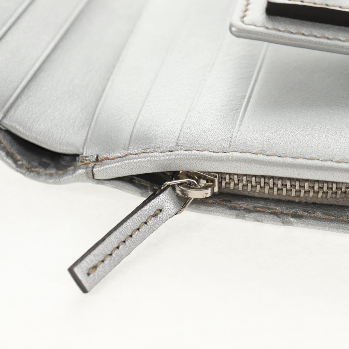 GUCCI GG Canvas Abbey Guccissima Bifold Wallet Leather Silver 154205 Auth am9314V