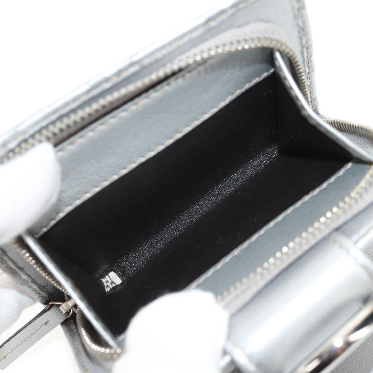 GUCCI GG Canvas Abbey Guccissima Bifold Wallet Leather Silver 154205 Auth am9314V