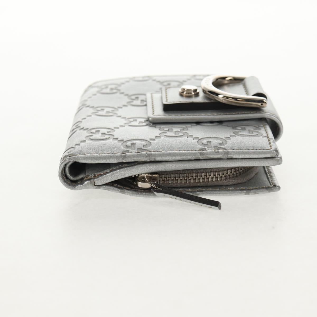 GUCCI GG Canvas Abbey Guccissima Bifold Wallet Leather Silver 154205 Auth am9314V